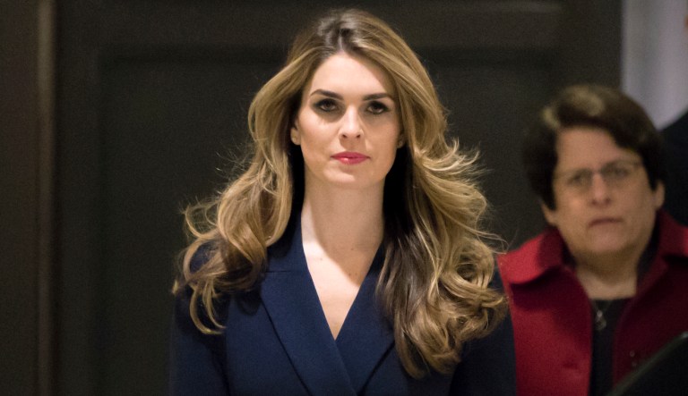 In this Feb. 27 2018 photo, White House Communications Director Hope Hicks, one of President Trump's closest aides and advisers, arrives to meet behind closed doors with the House Intelligence Committee, at the Capitol in Washington. 