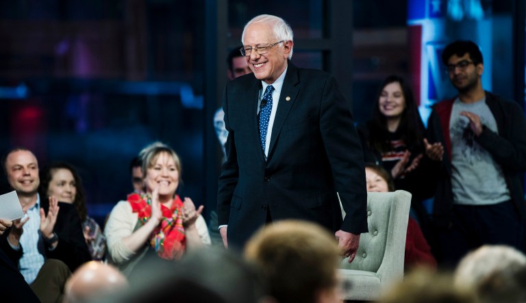 Sen. Bernie Sanders, I-Vt., takes part in a Fox News town-hall style event in Bethlehem, Pa. 