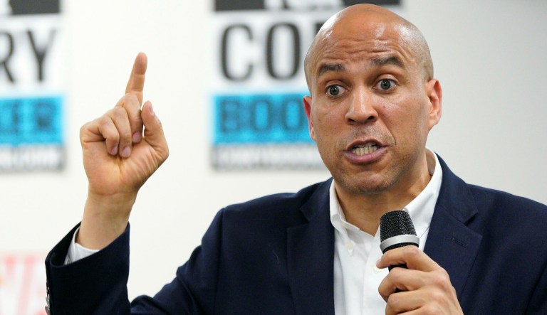 Democratic presidential candidate Sen. Cory Booker, D-N.J. speaks during a campaign stop at the Sioux City Public Museum in Sioux City, Iowa, Monday, April 15, 2019. 