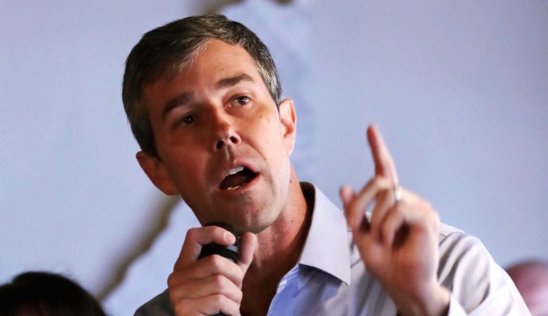 Democratic presidential candidate and former Texas Congressman Beto O'Rourke gestures during a campaign stop in Derry, N.H.