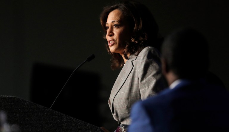 Democratic Presidential Candidate Sen. Kamala Harris, D-Calif., speaks at the Alpha Kappa Alpha Sorority South Central Regional Conference in New Orleans, Friday, April 19, 2019.