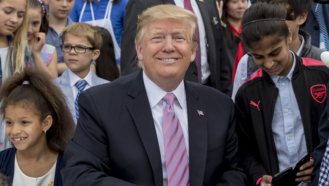 Small boy tells Trump at Easter Egg event: ‘Keep building the wall’