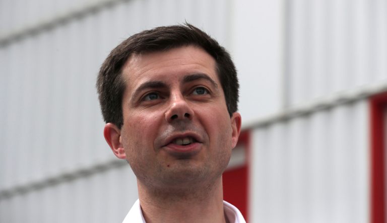 Democratic presidential candidate South Bend Mayor Pete Buttigieg during a campaign stop at a dairy company in Londonderry, N.H., Friday, April 19, 2019. 