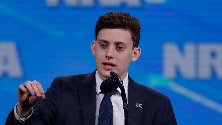 Kyle Kashuv, survivor of the Stoneman Douglas High School shooting, speaks at the National Rifle Association Institute.