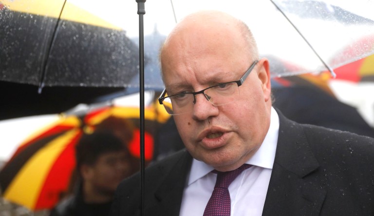German Economy Minister Peter Altmaier speaks to reporters.