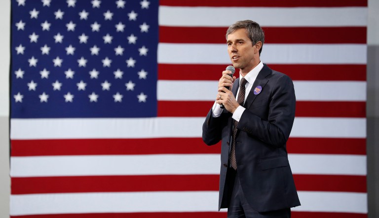 Democratic presidential candidate and former Texas congressman Beto O'Rourke speaks at a Service Employees International Union forum on labor issues, Saturday, April 27, 2019, in Las Vegas.