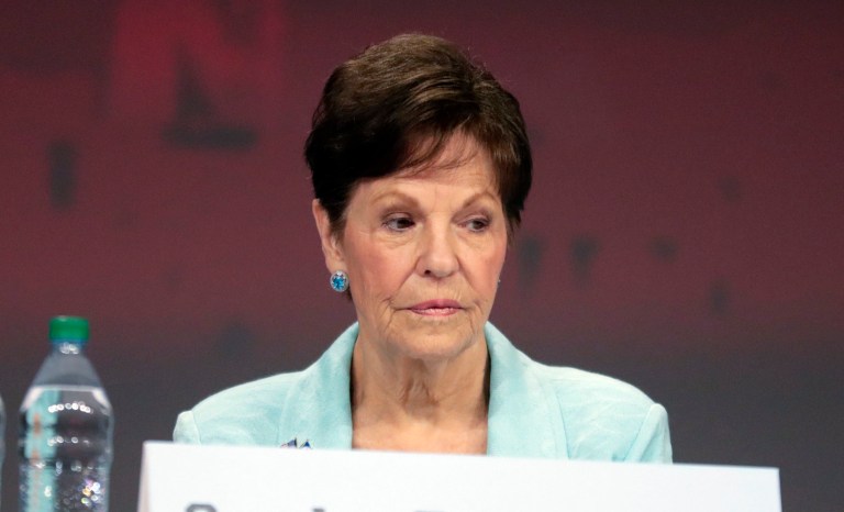 This April 27, 2019, photo shows Carolyn Meadows at the National Rifle Association's annual meeting of members in Indianapolis. 