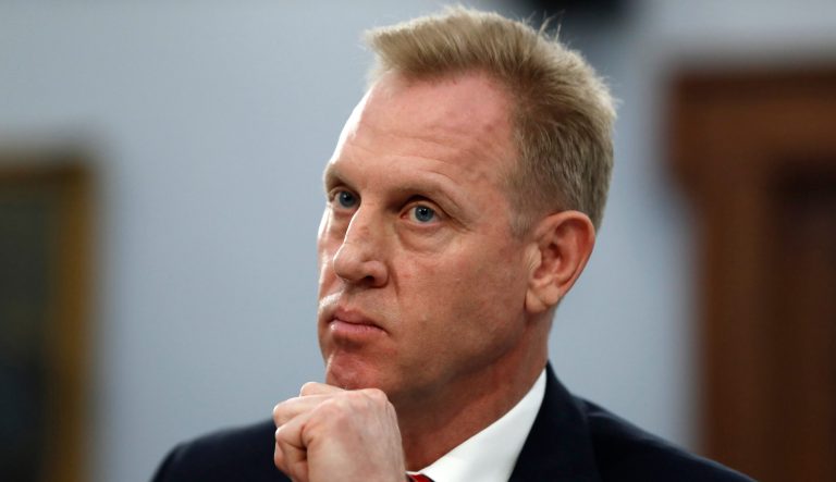 Acting Defense Secretary Patrick Shanahan listens, Wednesday May 1, 2019, during a House Appropriations subcommittee on budget hearing on Capitol Hill in Washington. 