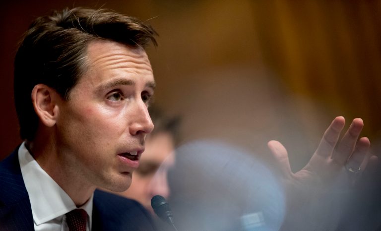 Sen. Josh Hawley, R-Mo., speaks during a Senate Judiciary Committee hearing on Capitol Hill in Washington, Wednesday, May 1, 2019.