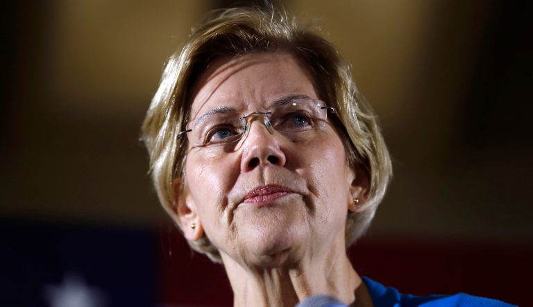 2020 Democratic presidential candidate Sen. Elizabeth Warren speaks to local residents during an organizing event, Friday, May 3, 2019, in Ames, Iowa.