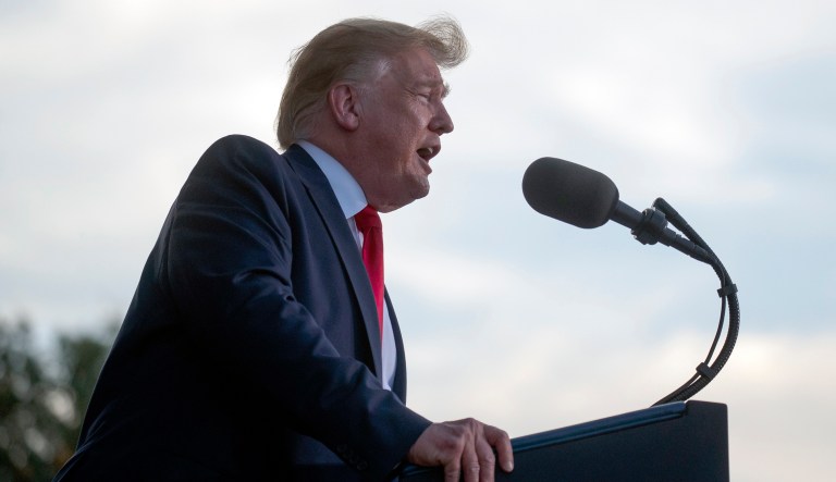 President Donald Trump speaks at a rally at Aaron Bessant Amphitheater, Wednesday, May 8, 2019, in Panama City Beach, Fla. 