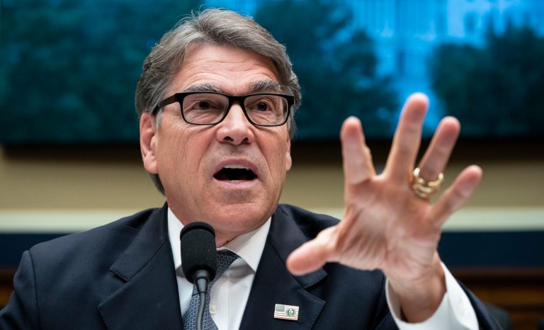Energy Secretary Rick Perry testifies before the House Energy and Commerce Committee on his future budget request, on Capitol Hill in Washington, Thursday, May 9, 2019. 
