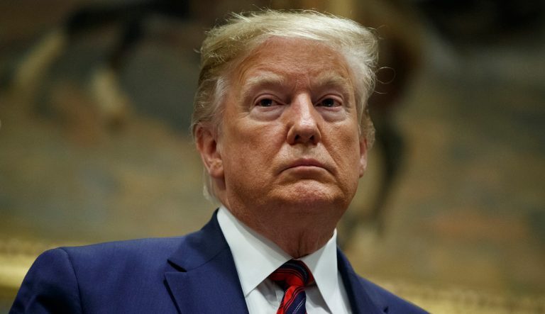 President Donald Trump listens during an event in the Roosevelt Room of the White House, Thursday, May 9, 2019, in Washington. 