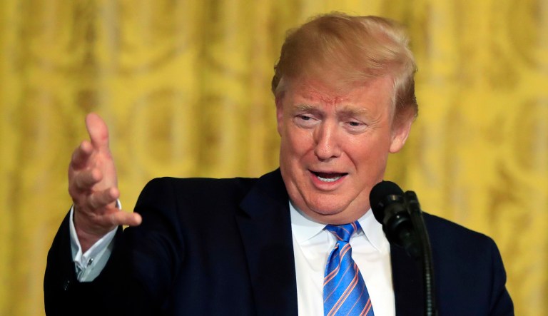 President Trump speaks during an event in D.C.