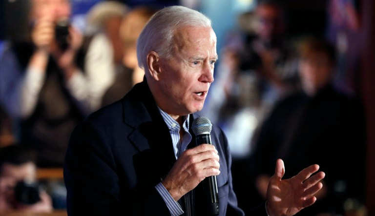 Former Vice President and Democratic presidential candidate Joe Biden speaks during a rally.