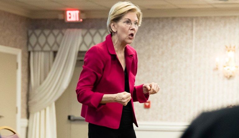 Democratic presidential candidate Sen. Elizabeth Warren, D-Mass., during an American Federation of Teachers town hall event, at the Plumbers Local 690 Union Hall in Philadelphia, Monday, May 13, 2019.
