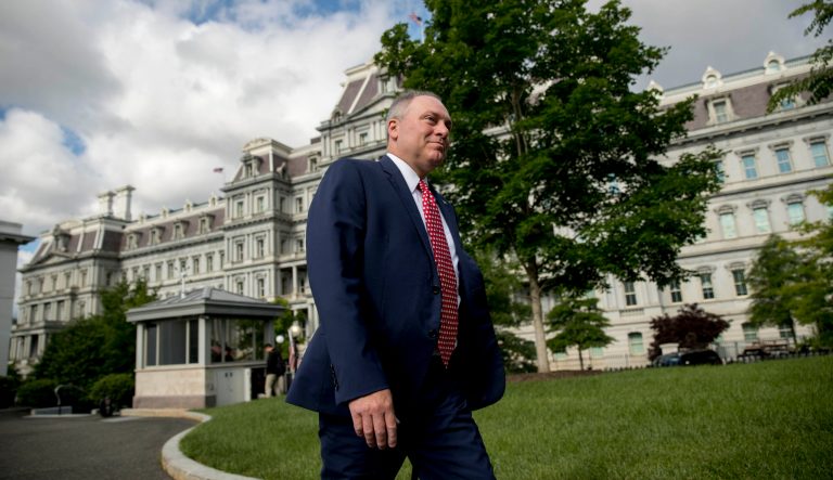 House Minority Whip Steve Scalise, R-La., walks past the West Wing on his way to a television interview on the North Lawn of the White House, Tuesday, May 14, 2019, in Washington. 
