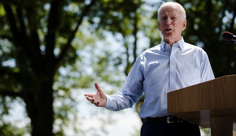 Democratic presidential candidate, former Vice President Joe Biden during a campaign rally at Eakins Oval in Philadelphia, Saturday, May 18, 2019.