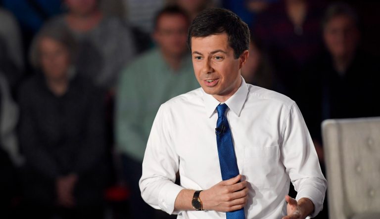Democratic presidential candidate South Bend, Ind., Mayor Pete Buttigieg answers a question during a FOX News Channel town hall, Sunday, May 19, 2019, in Claremont, N.H. 