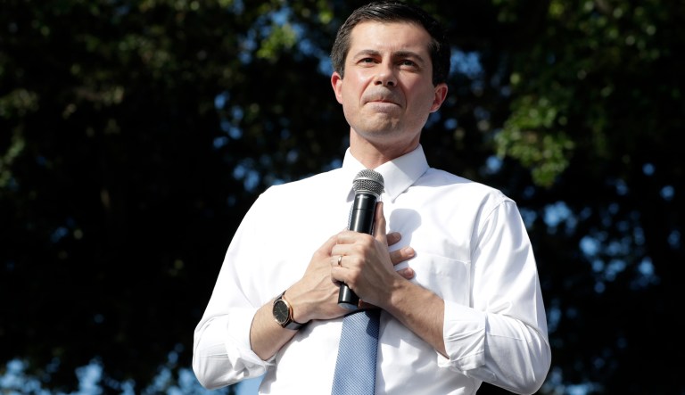 Democratic presidential candidate Pete Buttigieg, the mayor of South Bend, Ind., speaks during a fundraiser at the Wynwood Walls, Monday, May 20, 2019, in Miami.