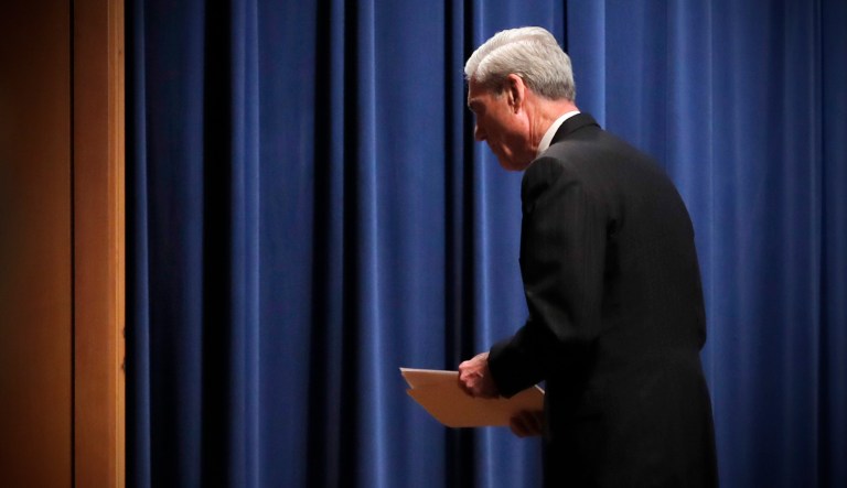 Special counsel Robert Muller leaves the podium after speaking in D.C.