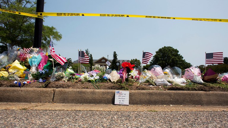 This June 3, 2019 photo shows the memorial site honoring victims of a mass shooting that took place.