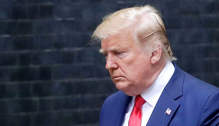 President Trump arrives in No. 10 Downing St. in London.