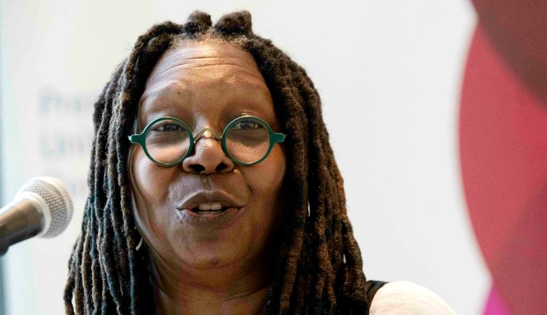 Actress Whoopi Goldberg speaks during the opening of an exhibit.
