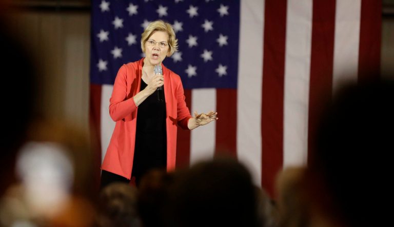 Democratic presidential candidate Sen. Elizabeth Warren, D-Mass., speaks at the RV/MH Hall of Fame and Museum, Wednesday, June 5, 2019, in Elkhart, Ind. 