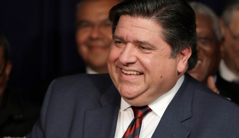 Gov. J.B. Pritzker smiles during a bill signing Wednesday, June 5, 2019 at the Thompson Center in downtown Chicago.