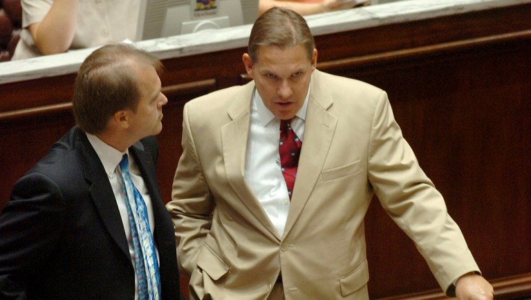 Oklahoma state Sens. Jonathan Nichols, left, (R-Norman) and Cliff Branan (R-Oklahoma City).
