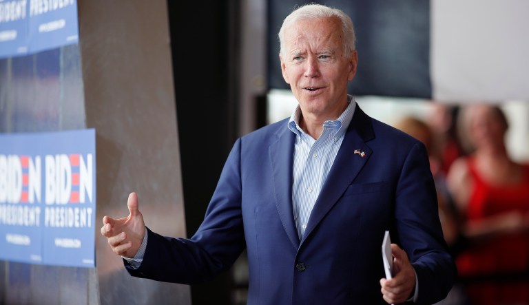 Democratic presidential candidate and former Vice President Joe Biden greets the crowd at a town hall meeting, Tuesday, June 11, 2019, in Ottumwa, Iowa.