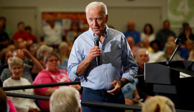 Democratic presidential candidate former Vice President Joe Biden speaks to local residents at Clinton Community College, Wednesday, June 12, 2019, in Clinton, Iowa.
