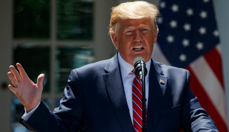 President Donald Trump speaks during a news conference with Polish President Andrzej Duda in the Rose Garden of the White House, Wednesday, June 12, 2019, in Washington.