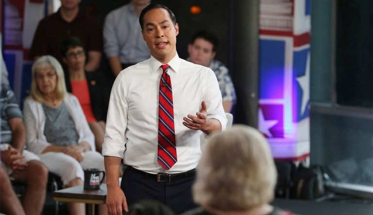 Democratic presidential candidate Julian Castro answers a question from the audience during a FOX News Channel town hall event, Thursday, June 13, 2019, in Tempe, Ariz.