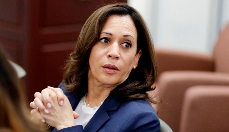 Democratic presidential candidate Sen. Kamala Harris, D-Calif., attends an event.