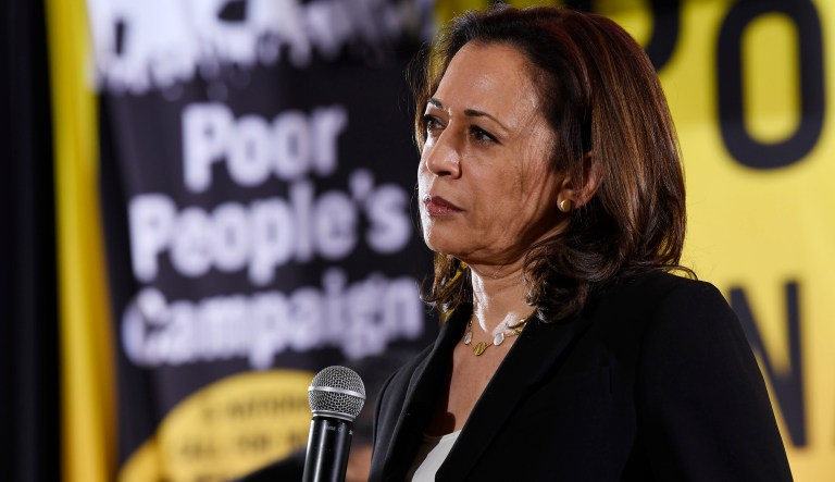 Democratic presidential candidate Sen. Kamala Harris, D-Calif., speaks at the Poor People's Moral Action Congress presidential forum in Washington, Monday, June 17, 2019.