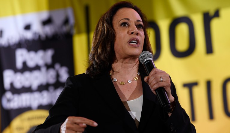 Democratic presidential candidate Sen. Kamala Harris, D-Calif., speaks at the Poor People's Moral Action Congress presidential forum in Washington, Monday, June 17, 2019.