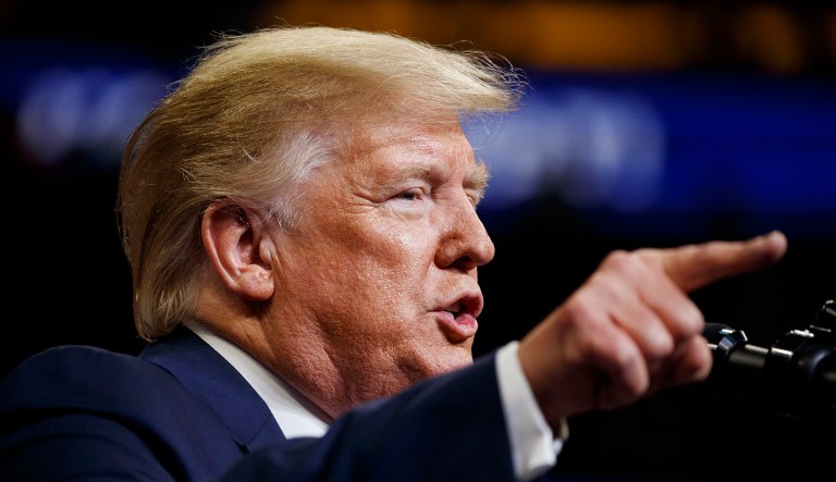 President Trump speaks at an event.