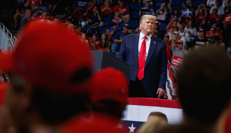 President Trump speaks at a rally in Orlando, Fla.