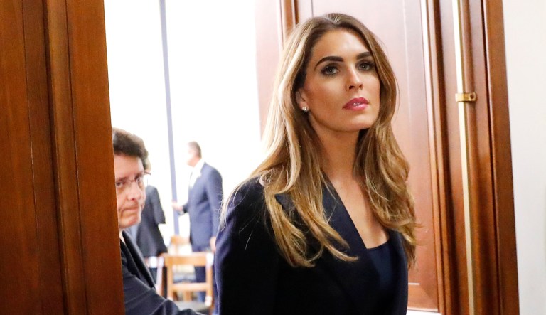 Former White House communications director Hope Hicks is seen leaving a closed-door interview with the House Judiciary Committee of a lunch break at the Capitol in D.C.