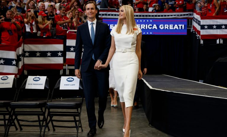 Ivanka Trump and Jared Kushner arrive for President Donald Trump's reelection kickoff rally at the Amway Center, Tuesday, June 18, 2019, in Orlando. 