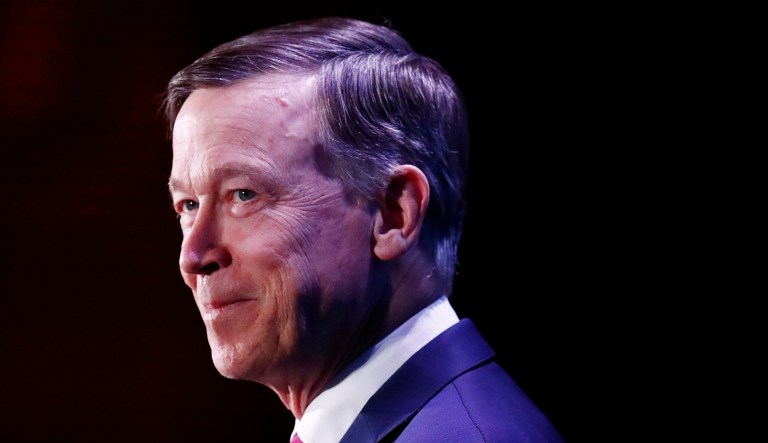 Democratic presidential candidate Former Colorado Gov. John Hickenlooper speaks.