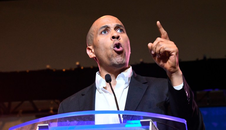 Democratic presidential candidate New Jersey Sen. Cory Booker addresses the South Carolina Democratic Convention, Saturday, June 22, 2019 in Columbia, S.C.