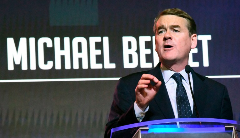 Colorado Sen. Michael Bennet addresses an event in Columbia, South Carolina.