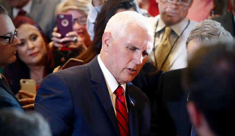 Vice President Mike Pence speaks during a rally in Miami. 