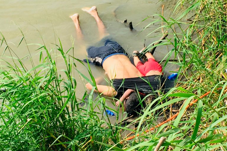 The bodies of Salvadoran migrant Oscar Alberto MartÃ­nez RamÃ­rez and his nearly 2-year-old daughter Valeria lie on the bank of the Rio Grande in Matamoros, Mexico.