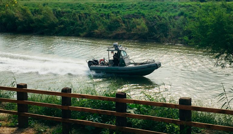 A U.S. Border Patrol boat navigates the Rio Grande near where the bodies of Salvadoran migrant Oscar Alberto MartÃ­nez RamÃ­rez and his nearly 2-year-old daughter Valeria were found, in Matamoros, Mexico, Monday, June 24, 2019, after they drowned trying to cross the river to Brownsville, Texas. 