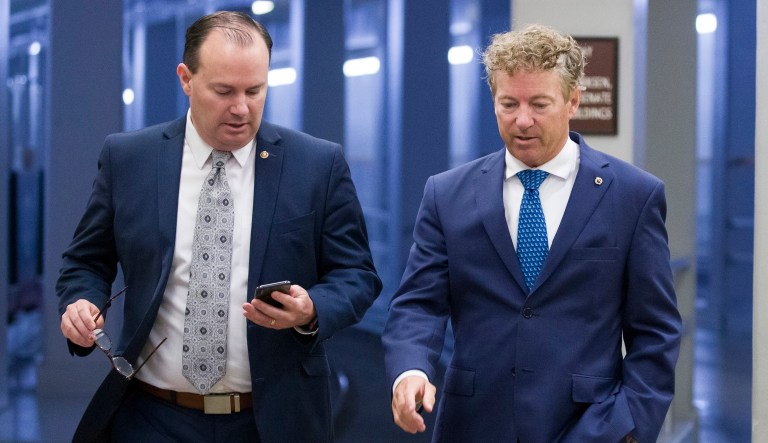 Sen. Mike Lee, R-Utah, and Sen. Rand Paul, R-Kentucky, are seen.