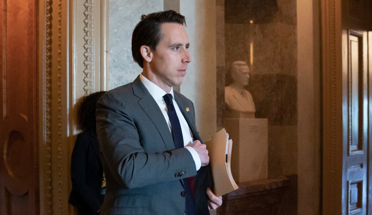 Sen. Josh Hawley, R-Mo., leaves the Senate floor at the Capitol in Washington.